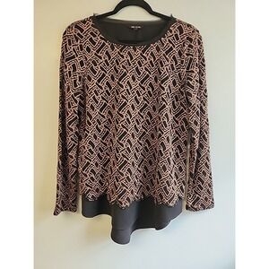 NIC+ZOE Lightweight Pullover Knit Top Women's S Soft Artsy Abstract‎ Geometric
